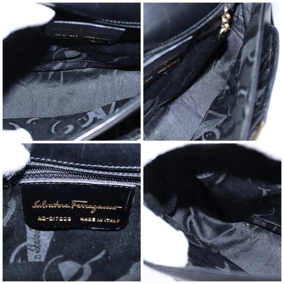 Salvatore Ferragamo Vala Shoulder Bag Leather Black Gold Auth 109105 - Picture 15 of 16